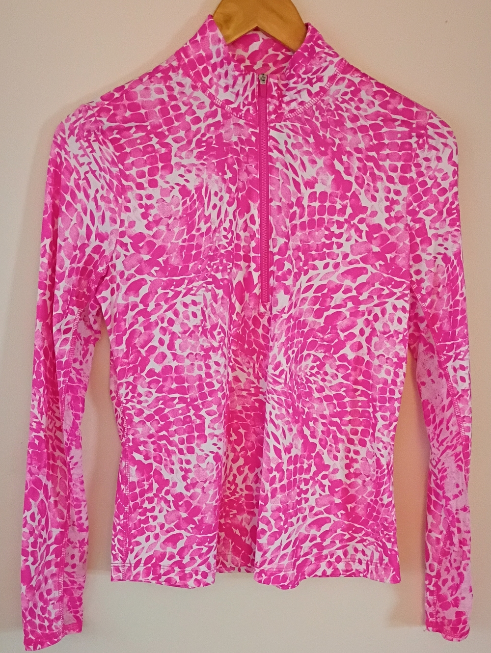 Jofit Hot Pink Printed Long Sleeve Zip-Up Top